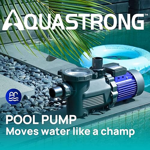 Miniatura 2 de AQUASTRONG Bomba de piscina de una sola velocidad de 1.5 HP en sobre el suelo, 220 V, 8100 GPH, alto flujo, potentes bombas de piscina