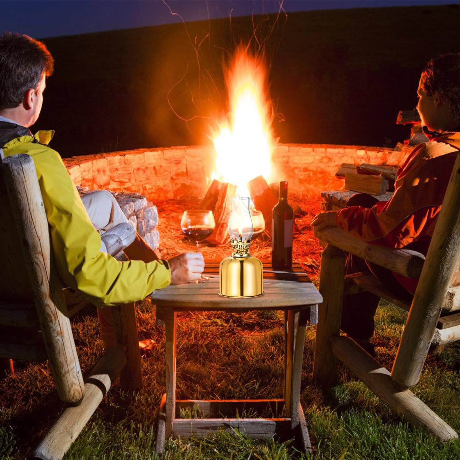 Petroleumlampe, Retro-Öllampe Laterne Aus Metall Und Glas Mit Drehfassung - Innen Outdoor Spiegelkerosenlampe, Winddicht, Antike Vintage Notlicht (Goldene)