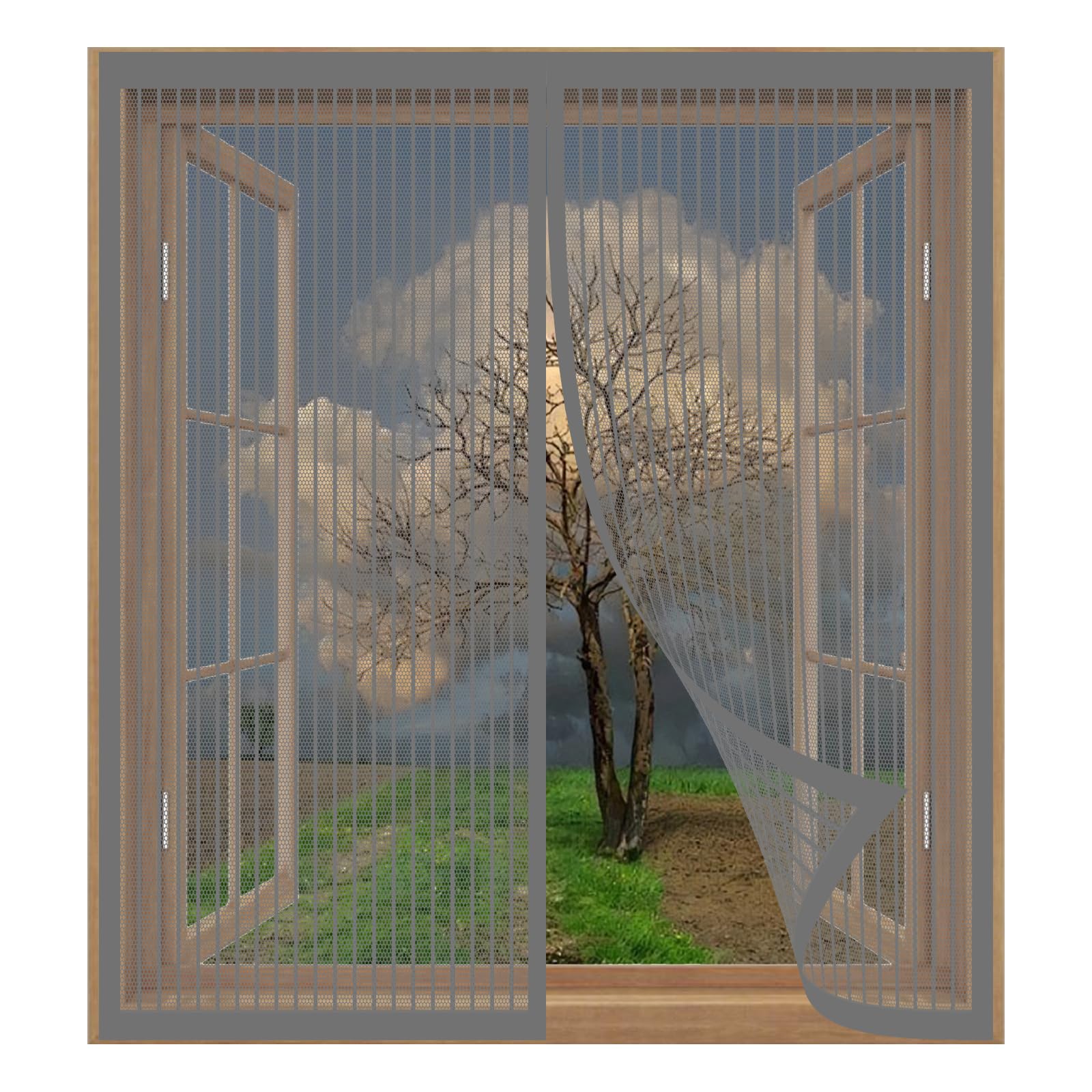 Yuanwan Grey Magnetic Door Screen 79 X 135 Cm Easy Installation No Drilling Or Screwing Fly Bug Mosquito Mesh For Windows Nets To Keep Bugs Out,