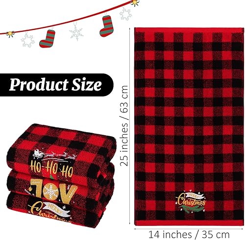 Miniatura 2 de MCEAST Paquete de 3 toallas de mano navideñas de gran tamaño de 25 x 14 pulgadas, toallas de cocina de Navidad 100% algodón, toallas decorativas