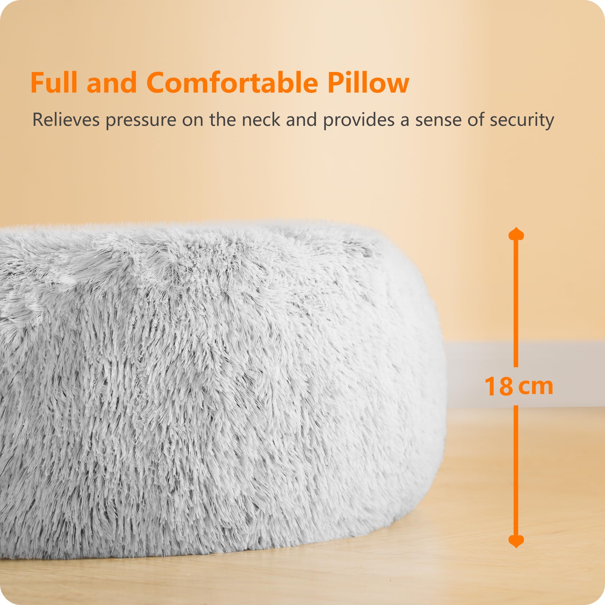 HMTOPE Cuccia ortopedica per cani rotonda, cuscino tappetino per cani e gatti, a ciambella, morbida, lavabile, diametro 60 cm, grigio chiaro