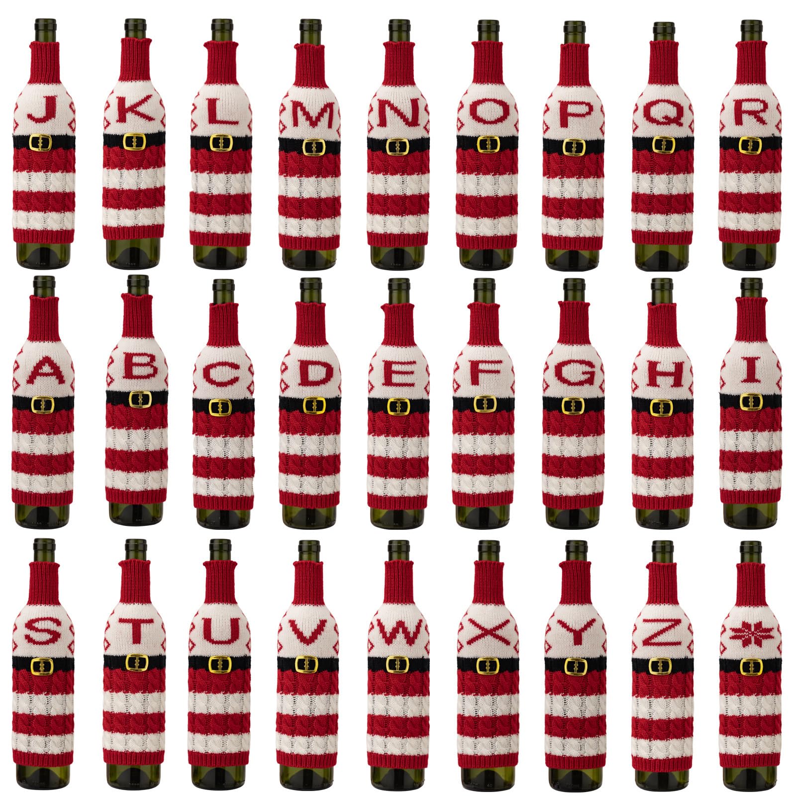 Lot de 27 housses tricotées personnalisables pour bouteille de vin pour identification unique de boisson