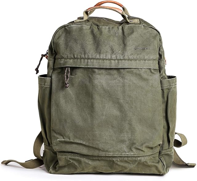 Gootium Canvas Backpack for Women Vintage Style Outdoor Travel Bag Men's Casual Daypack Cloth Zippered Rucksack