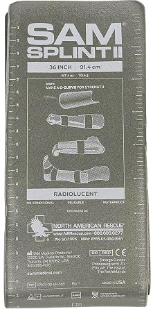 North American Rescue SAM Splint II NAR Moldable, Lightweight, Strong, Waterproof, Reusable Splints for Arms, Legs, Fractures (50-1005)