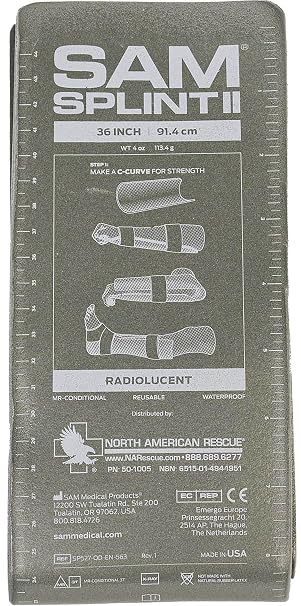 North American Rescue SAM Splint II NAR Moldable, Lightweight, Strong, Waterproof, Reusable Splints for Arms, Legs, Fractures (50-1005)
