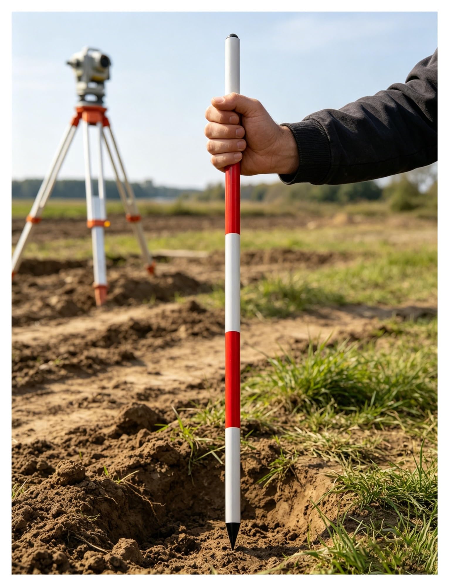 MRVAKDYDI Aluminum Survey Rod, Aluminum Survey Marking Pole, Thickened 28mm, Red, Multiple Sizes, Oxford Bag(300cm/9.9 ft)