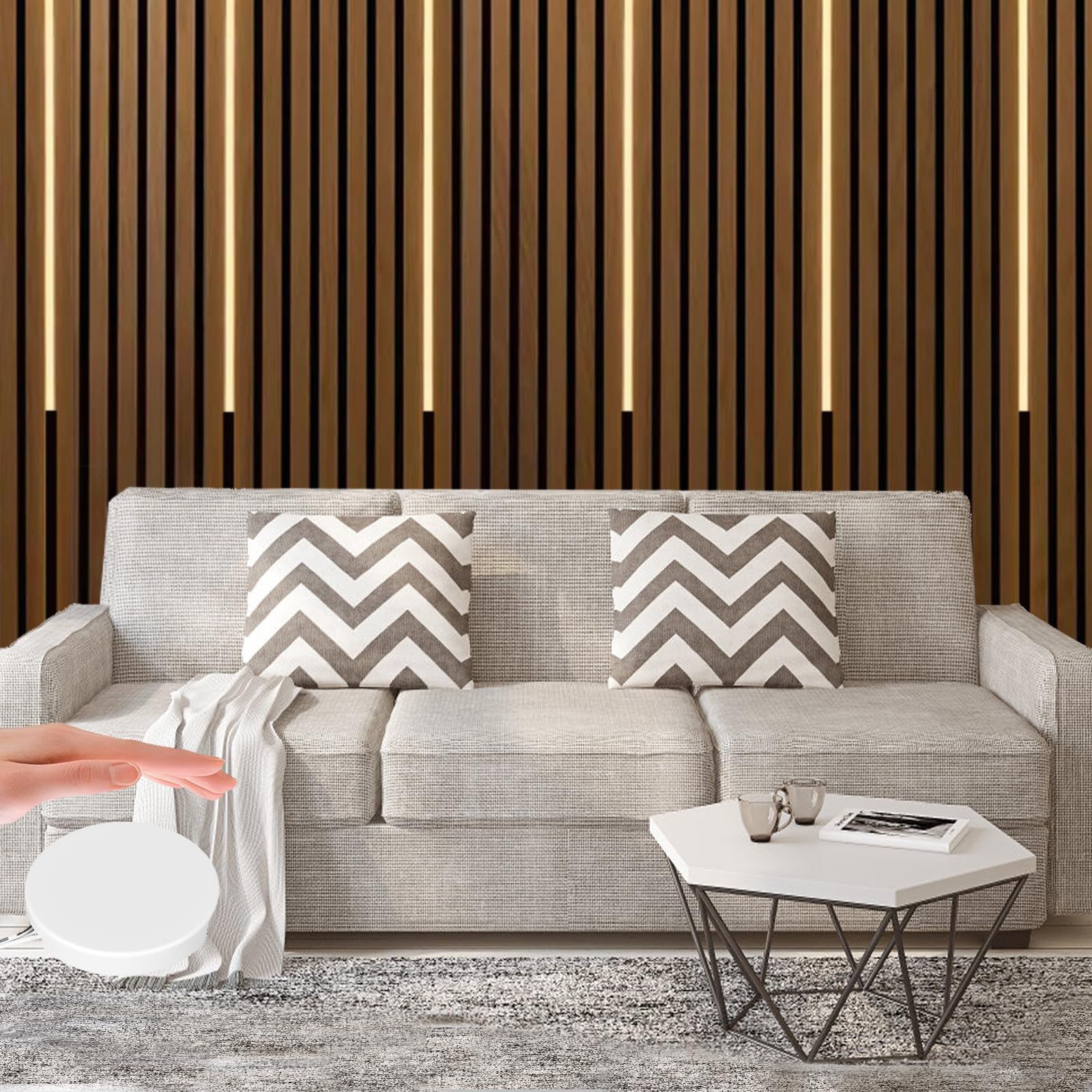 WMLBK Striscia LED per pannelli acustici, dimmerabile, 6 x 90 cm, luce bianca calda, con sensore tattile, 12 x 12 mm, accessori integrati, pannelli acustici