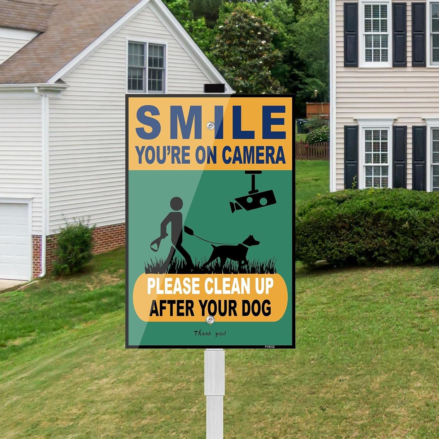 2 Pack Please Clean Up After Your Dog Sign, 8" x 12" Pick Up After Your Dog Sign, Aluminum No Dog Poop Signs for Lawn, No Pooping Dog Signs for Yard,/Without a frame (You are on Camera)
