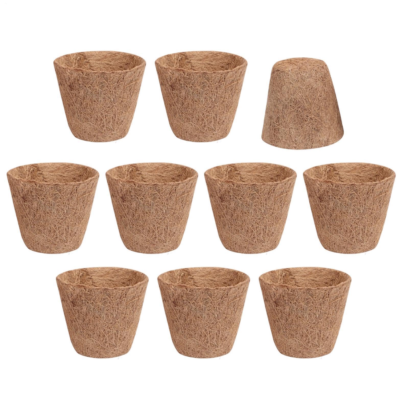 Lot de 10 pots de culture pour - En fibre de coco bio compostables - Respirants - Pour jardin, serre, cour, balcon, rebord de fenêtre, , intérieur