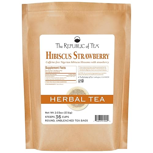 Miniatura 1 de The Republic of Tea - Té de hibisco de fresa, bolsa de repuesto de 36 unidades