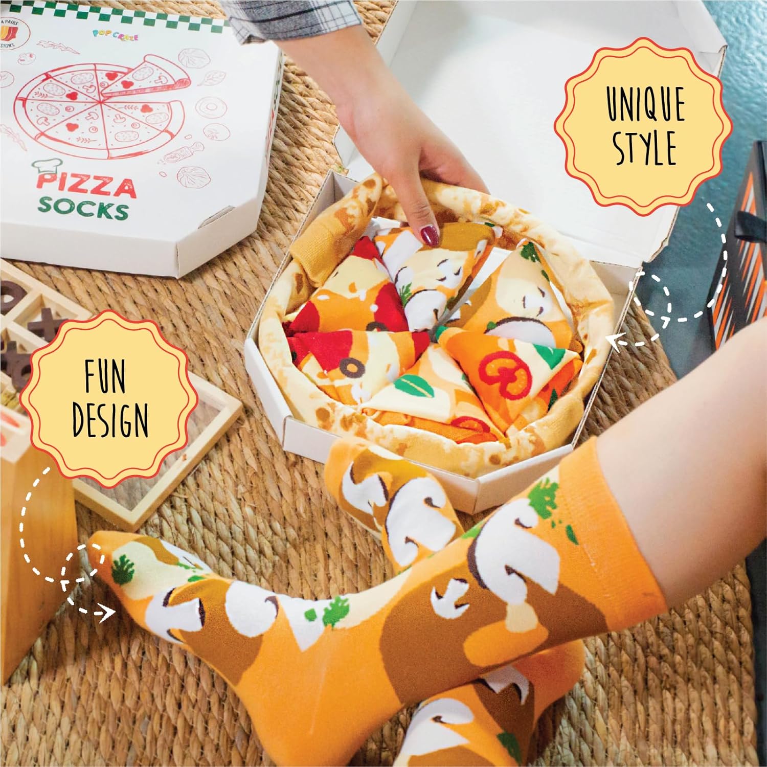 4 and 1 Pairs Pizza Socks in a Box with 2 or 4 Designs - One Size Fits Most.Novelty Socks. Funny Gift. Men, Women - Image 5