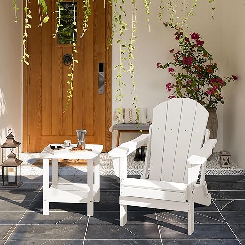 Miniatura 89 de SERWALL Mesa auxiliar doble Adirondack rectangular, color marrón