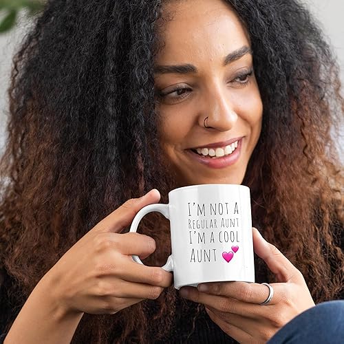 Miniatura 4 de Panvola Taza de café de cerámica con texto en inglés "I'm Not A Regular Aunt I'm A Cool Aunt Gifts Mother Day From Sobrino, Hermana, Hermano Marido,