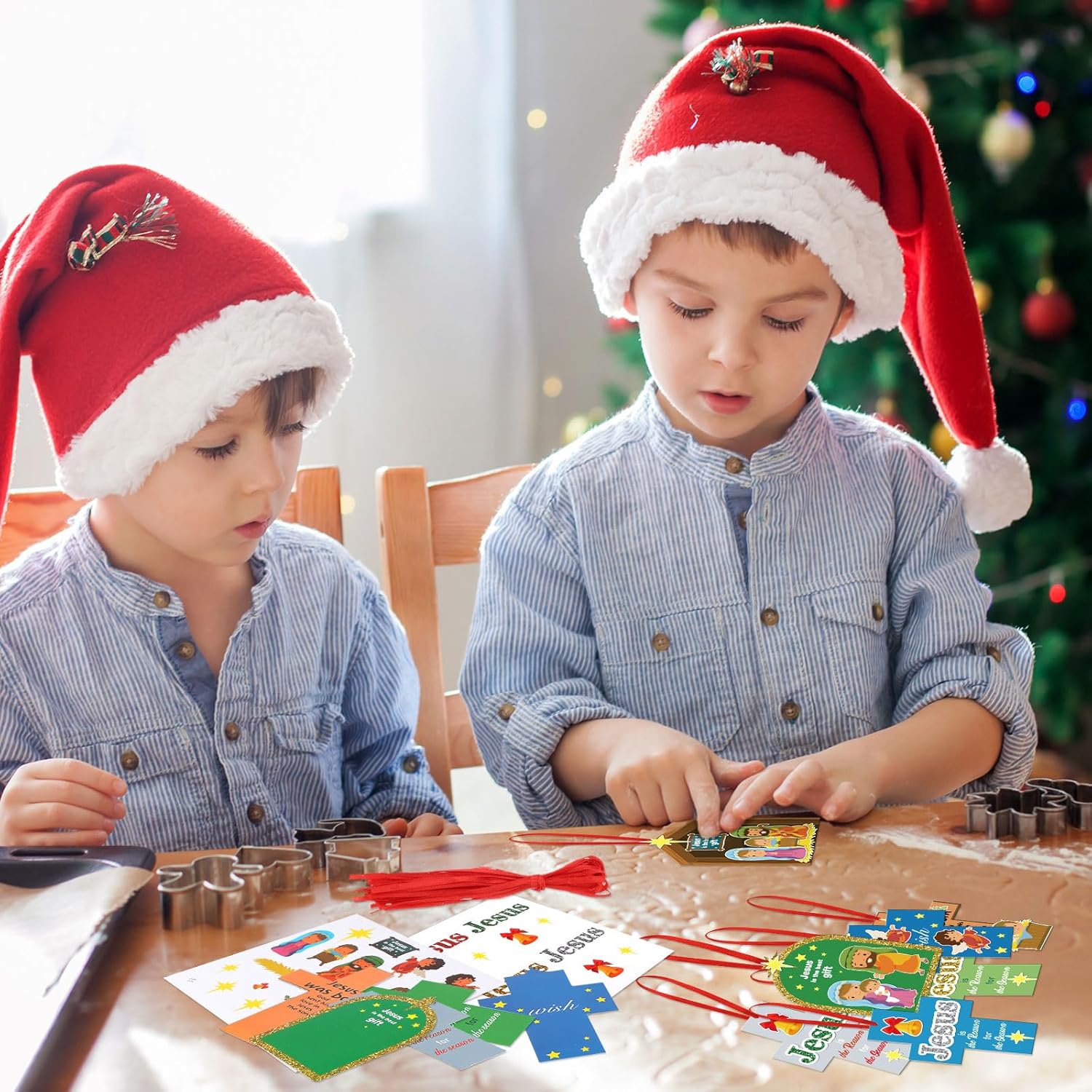 32 Sets Nativity Craft Kits for Kids DIY Bible Christian Religious Christmas Crafts Jesus is The Reason Ornament Christian Sunday School Crafts for Kids Xmas Party Fun Preschool Classroom Activities