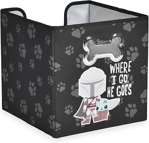 Miniatura 2 de Star Wars for Pets THE MANDALORIAN and GROGU Where I Go, He Goes - Contenedor de almacenamiento de juguetes para mascotas, de tela, color negro y