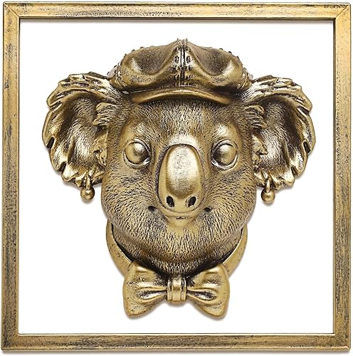 Vista 12 de Newinhome Decoración de pared de cabezas de animales (marco de metal de regalo) de resina, esculturas de animales de resina, decoración para colgar