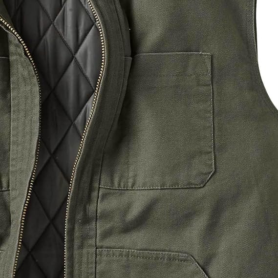 Legendary Whitetails Mens Quilted Canvas Zip Up Heavy Duty Water-Repellent Vest