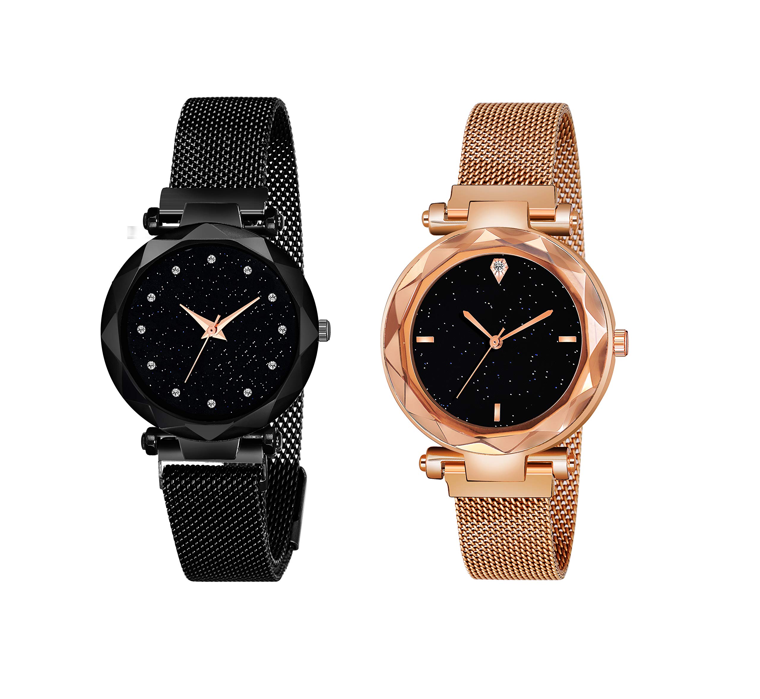 Talgo Womens Geneva Century Magnetic Chain Analog Watch (Combo BK_RG, Black & Rose Gold) (B0899N8BVK) Amazon Price History, Amazon Price Tracker