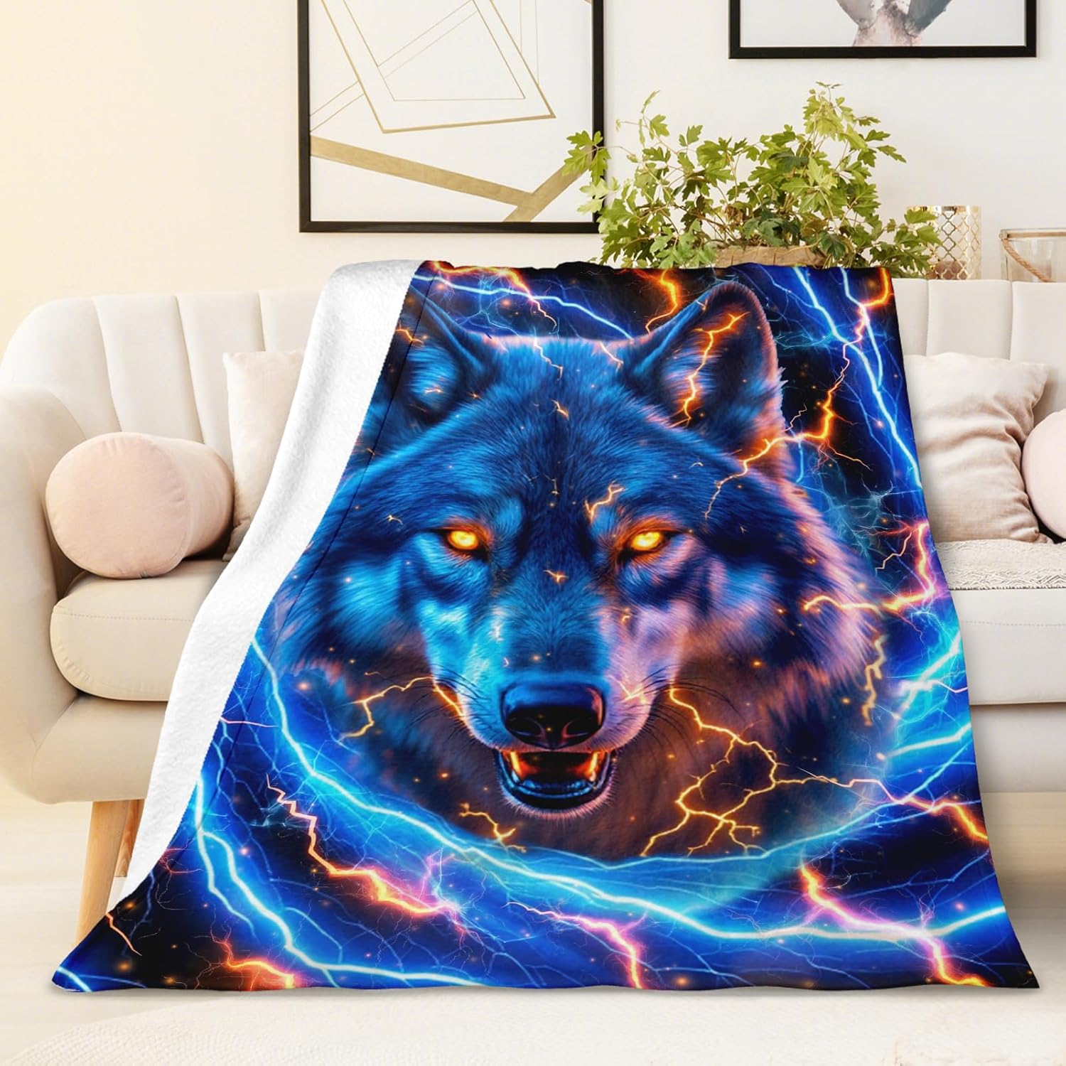 Boys Men Wolf Blanket, Throw Blankets Gift for Kids Adults Son Wolf Lovers 60x80 Inches Lightweight Soft Cozy Cool Throw for Sofa Couch Bed Trip Party Decor