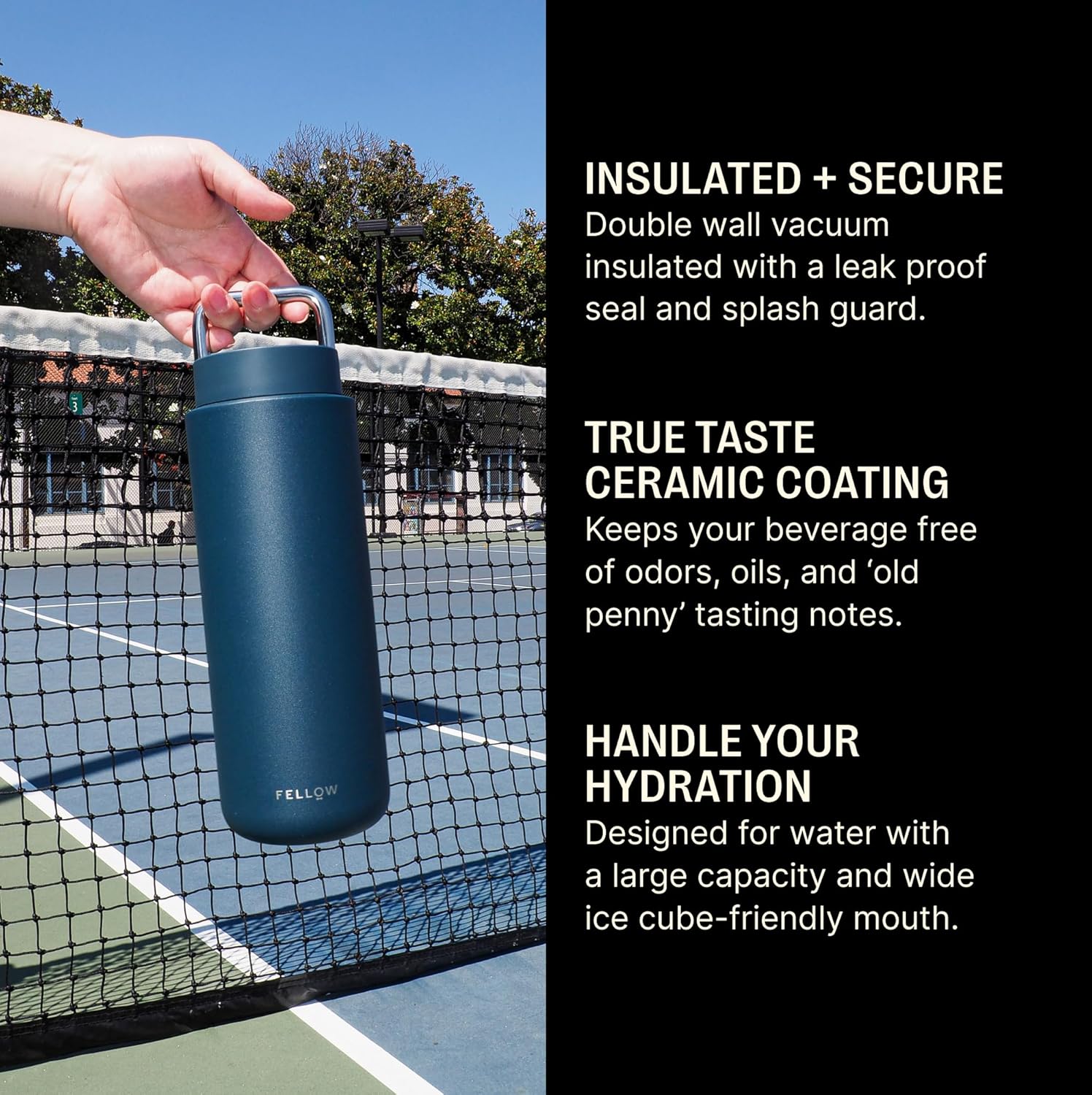 Fellow 32 oz Carter Carry Water Bottle - All-Day Hydration, Leak-Proof Lid, Vacuum Insulated Stainless Steel Tumbler,Keeps Heat for 12 Hours/Stays Cold for 24 Hours Dishwasher Safe - Stone Blue - Image 2