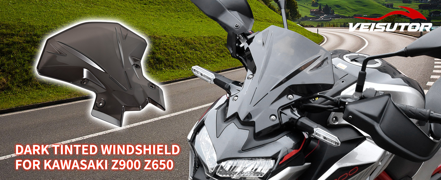 Amazon.com: VEISUTOR Windshield for Kawasaki Z900 Z650, Dark