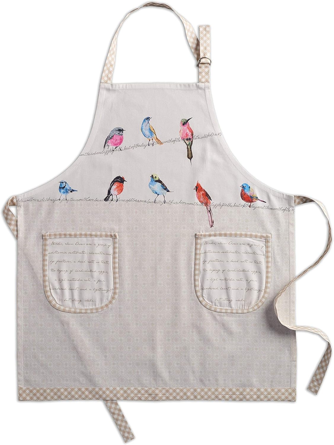 Maison d' Hermine Birdies on Wire Bundle Set 100% Cotton Apron (27.50 Inch by 31.50 Inch) and Oven Mitt (7.5 Inch by 13 Inch)/Pot Holder (8 Inch by 8 Inch)