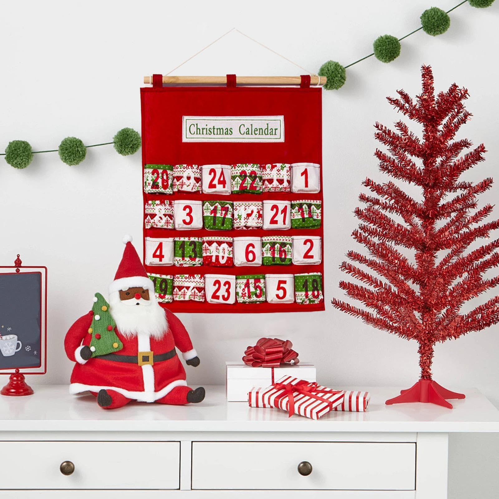 Christmas Felt Advent Calendar Wall Hanging Santa Advent Calendar With