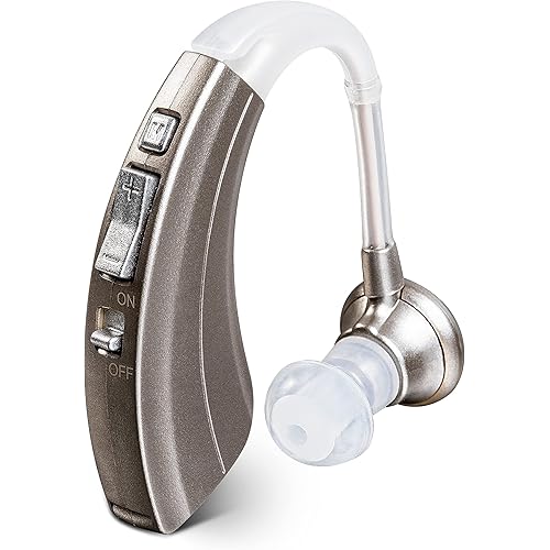 Britzgo BHA-220S Hearing Amplifier, Modern and Fashion Designed Adjustable Tube to Fit Both Ears, Silver Gray