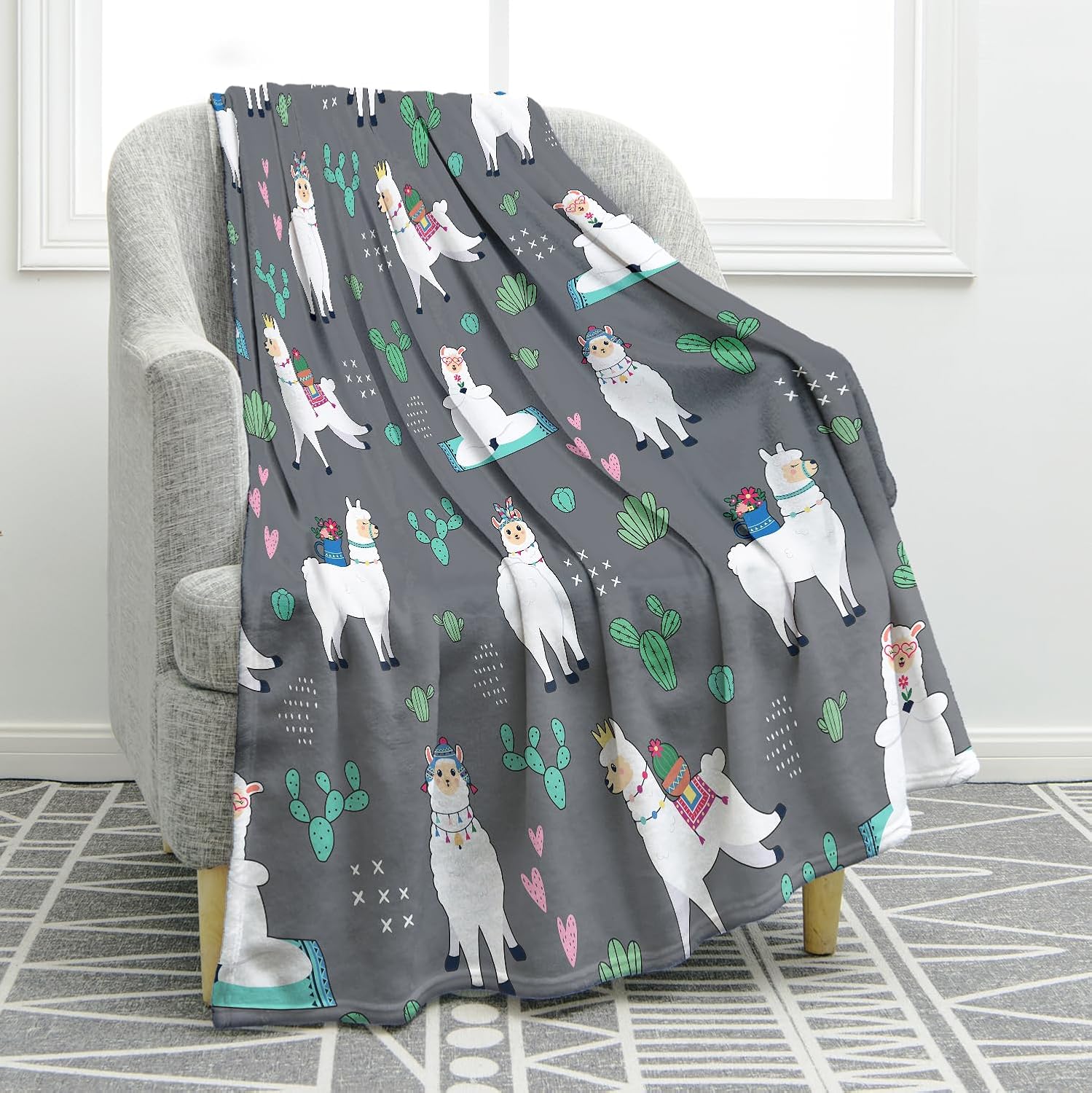 Jekeno Llama Alpaca Throw Blanket Gifts for Women Girls, Llama Gifts Birthday Decorations Party Favors, Llamas Print Throw Blanket Couch Bed Sofa Travelling for Kids Adult