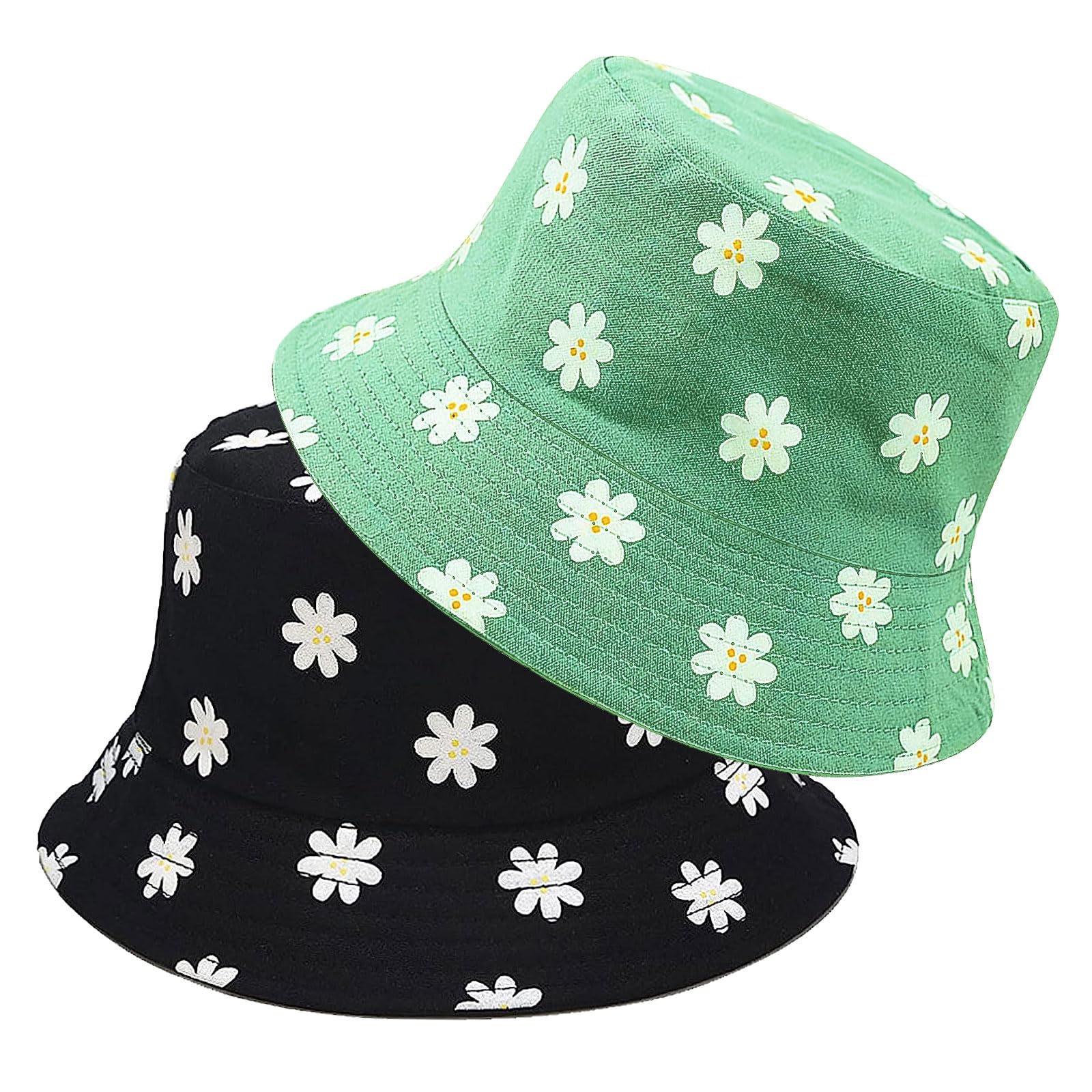 SKHAOVS 2 Piezas Sombrero del Pescador Bucket Hat Reversible Sombrero de Sol para Mujer Hombre Sun Plegable Sombrero Playa Sombrero de Sol de Playa para Excursionismo Cámping Viaje