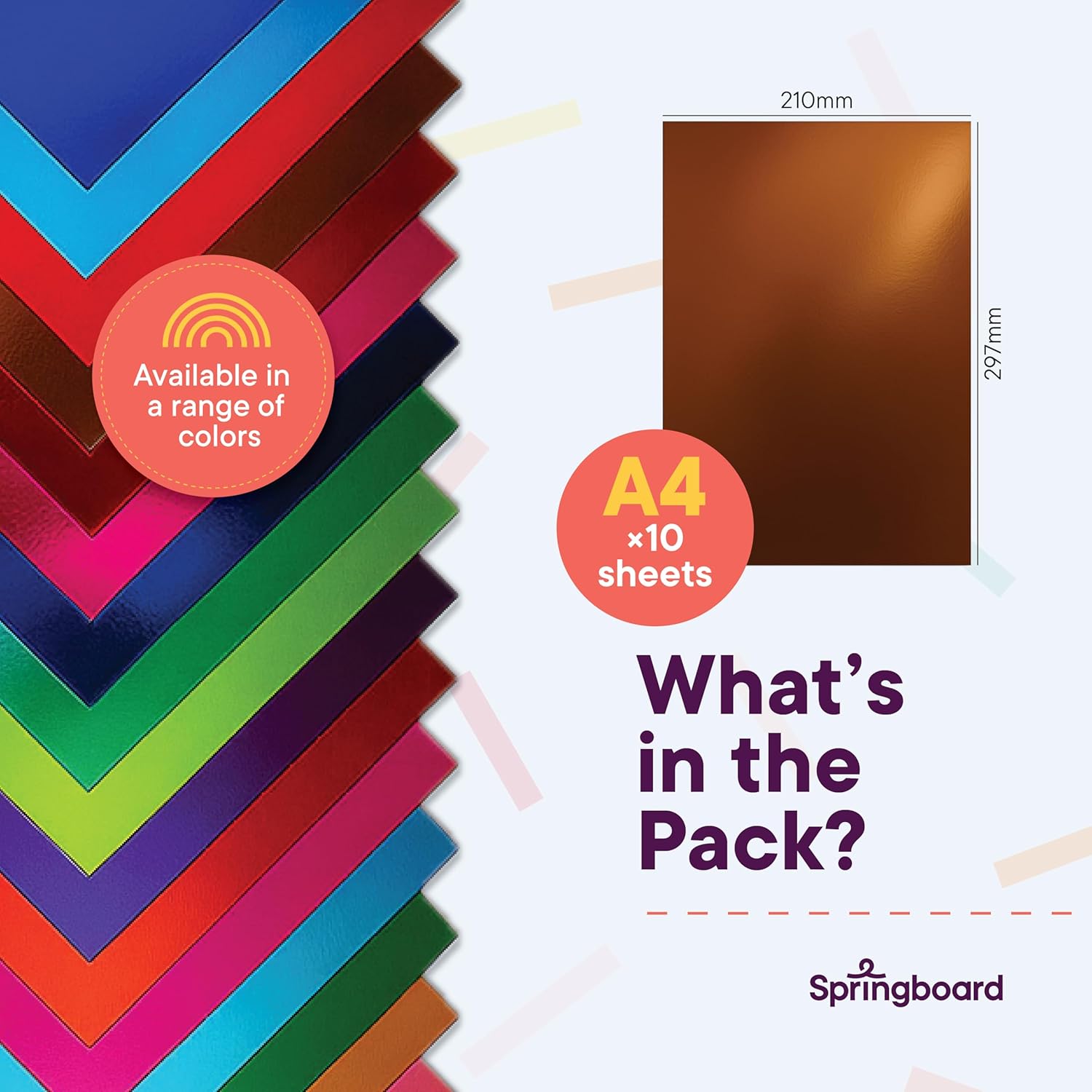 Springboard A4 Mirror Foil Gloss Card Sheets - 230gsm Cardstock for Card Making - Mirror Foil Card Compatible w/Die-Cutting Machines - Sparkly Craft Supplies - Royal - 10-Pack