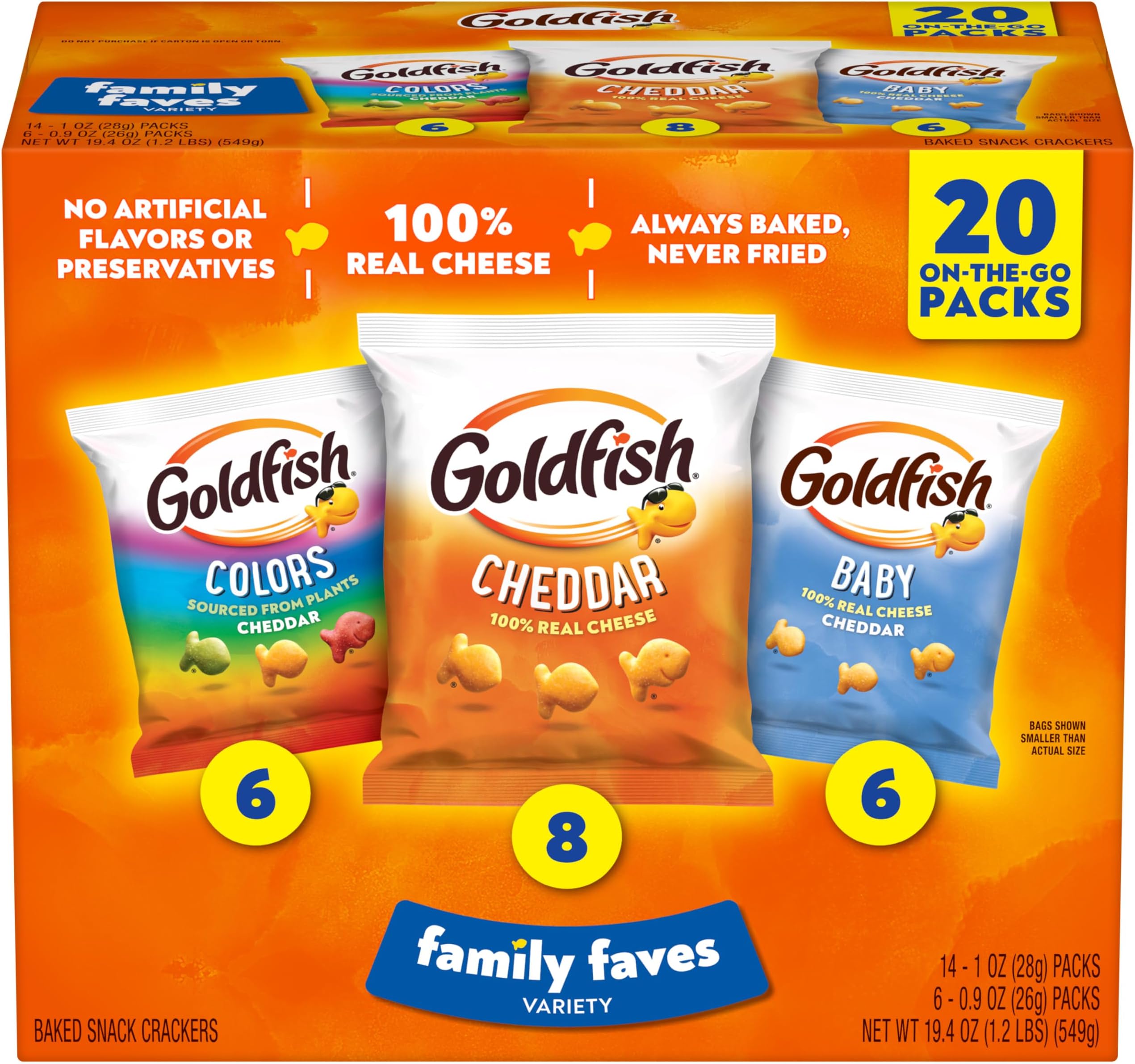 Family Faves Cheese Cracker Crackers, 20 Bag Variety Pack