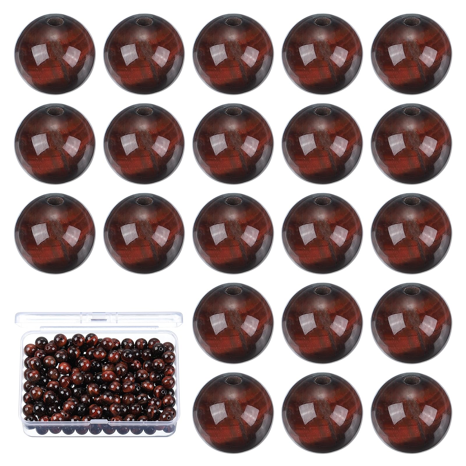 Perles en œil de taureau rouge marron 8mm pour créer un cadeau personnalisé femme