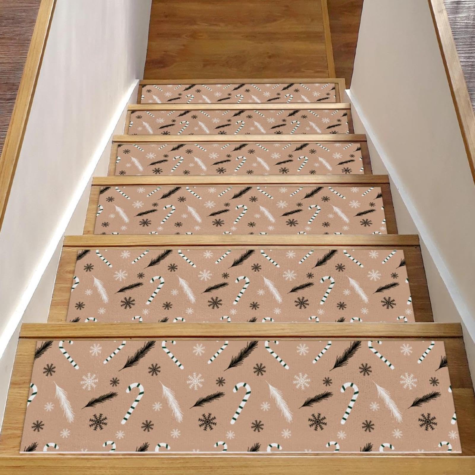 Alfombra para mascotas y niños que protege las escaleras interiores con copos de nieve decorativos