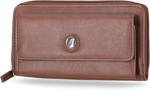 Miniatura 9 de Nautica Bulk Cargo Cartera RFID para mujer con cremallera alrededor del organizador (Aloha) Rosa