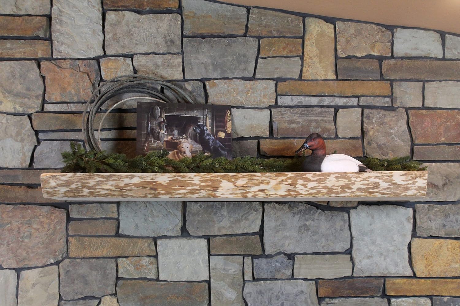 White Pine Slab Log Mantels (Polyurethane Finish, 7ft)