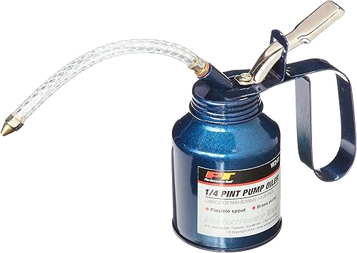 Performance Tool Bomba de acero de precisión W241 con boquilla flexible, tamaño conveniente de 14 de pinta para una fácil transferencia de aceite o