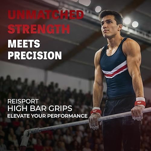 Miniatura 8 de Reisport Puños de gimnasia de barra alta para hombres, correas de cuero duraderas para un agarre seguro, empuñaduras para barras de gimnasia para