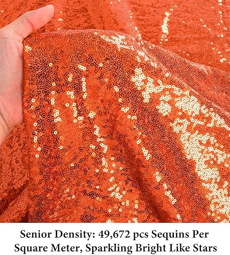 Miniatura 5 de DUOBAO Mantel rectangular de lentejuelas color naranja de 50 x 72 pulgadas, mantel rectangular con purpurina para fiestas, vestido de novia, mantel