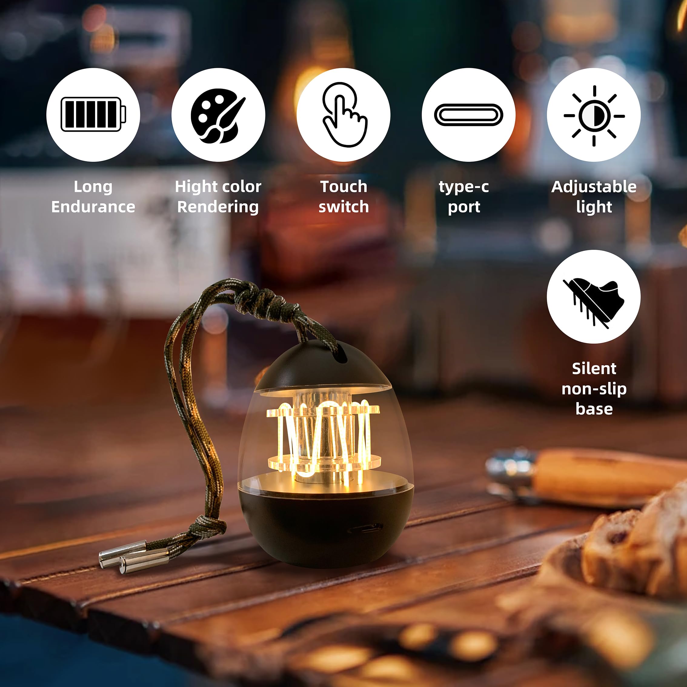 PAemporium Baby Night Light with Stepless Dimming, Eye-Friendly LED, Compact and Portable for Kids, Nursery, Bedroom, or Camping (Black)