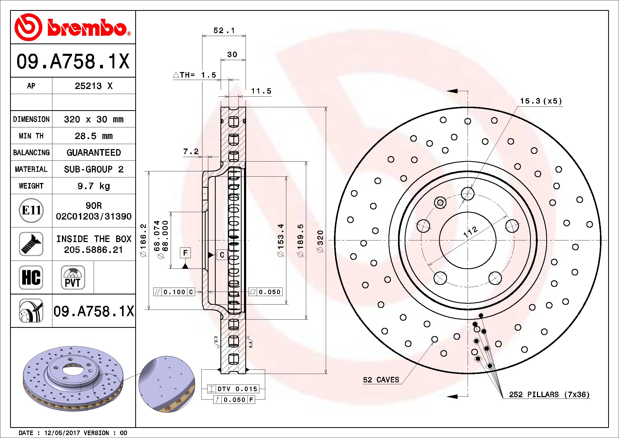 BREMBO 09.A758.1X discos de freno