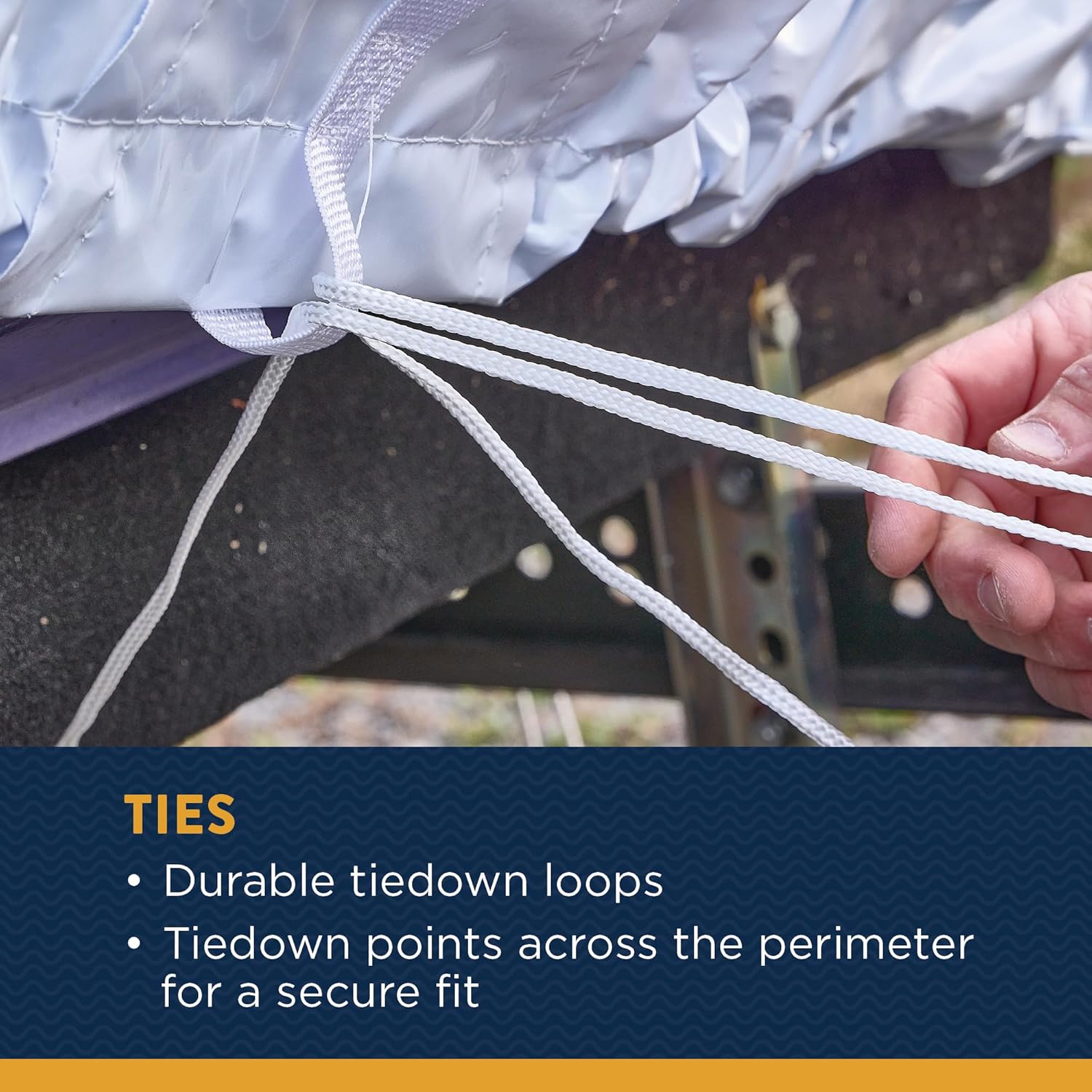 Transhield 19ft - 21ft Wide Bow Deck Boat Cover | Universal & Adjustable | Sun Resistant Marine Heavy Duty Waterproof Boat Cover Up | Fits Wide Bow Deck Boats (19' - 21')