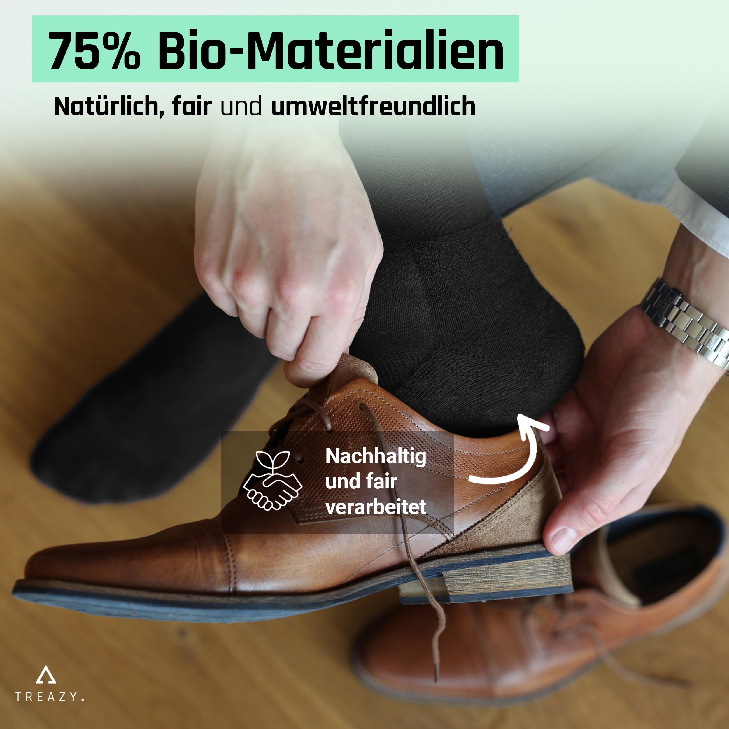 TREAZY Business Socken Anzugsocken aus hochwertiger Bio-Baumwolle – Schweiß und blasenfrei – angenehm und besonders langlebig für deinen Job und den Alltag