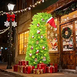 Árvore de Natal artificial caprichosa de 1,5 m, árvores de Natal com 150 luzes LED, 12 peças de pingentes para decoração de festa de inverno, Natal, interior, casa, sala de estar, escritório, festa