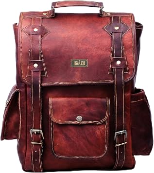 Genuine Leather Backpack for Men and Women - 16 Inch Vintage Laptop Rucksack, Travel Daypack, Leather Bookbag - Ideal Gift for Men