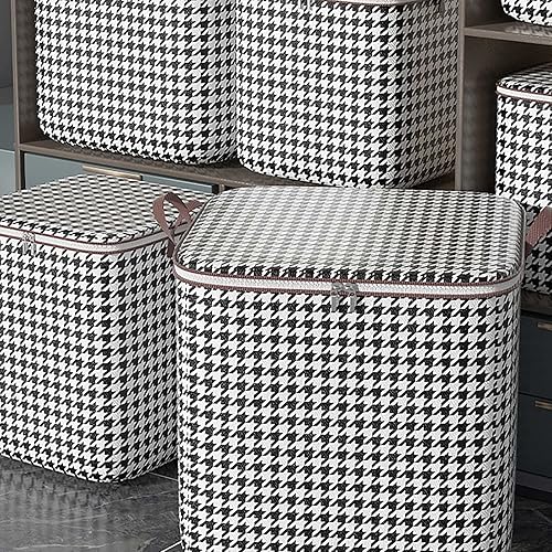 Miniatura 4 de Bolsas de almacenamiento grandes para armario con asas y cremalleras dobles, contenedores plegables de tela gruesa para edredón, almohadas,