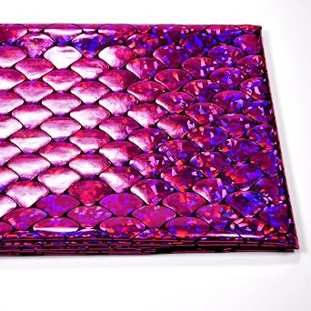 Mermaid Hologram Fish Scale 4 Way Stretch Knit Fabric Fish Scale 58" Wide by The Yard36inch Rose Red