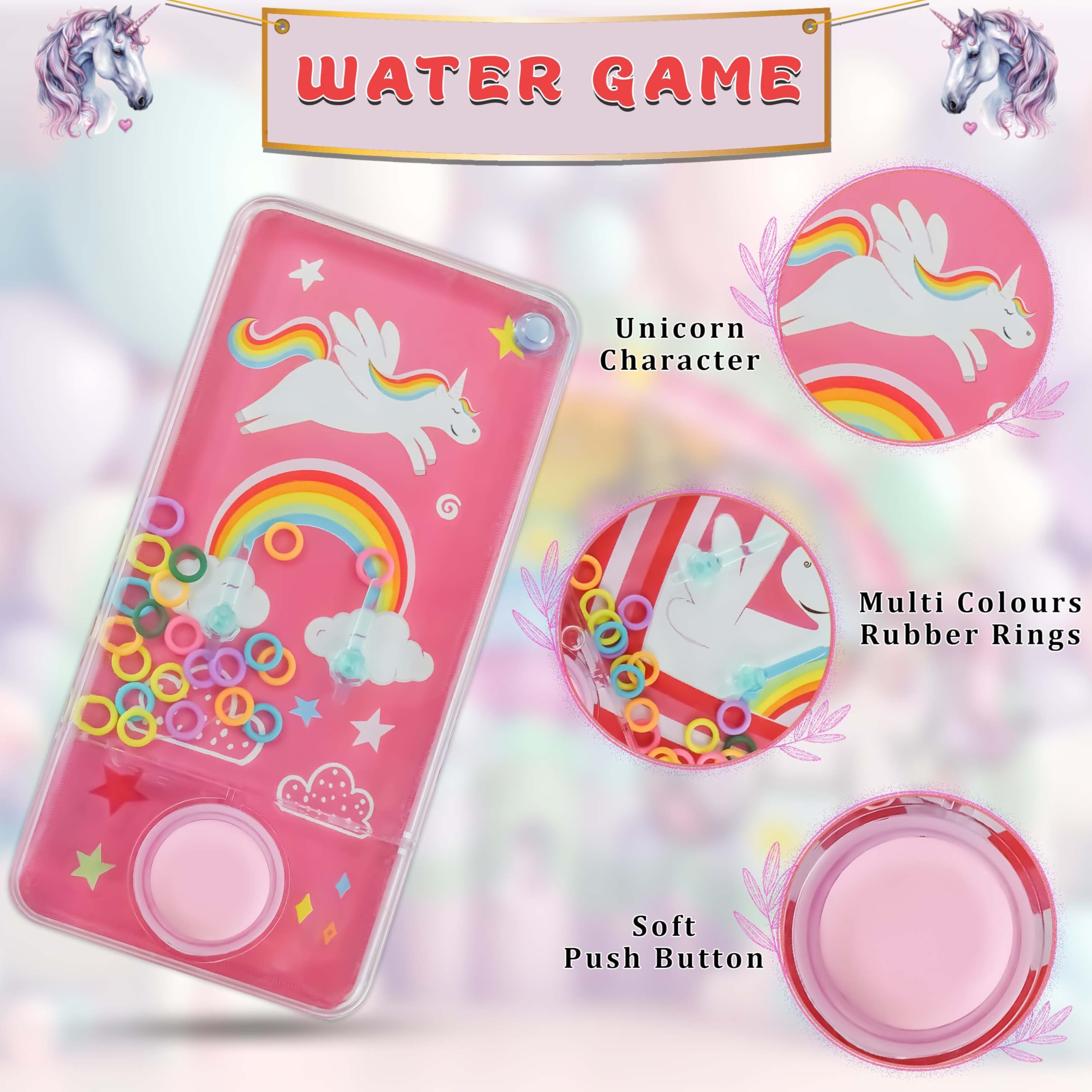 Jeu de Lancer d'Anneau d'Eau Portable 14 cm, Console de Jeu Rétro Arc-en-Ciel Aqua, Cadeau pour Enfants