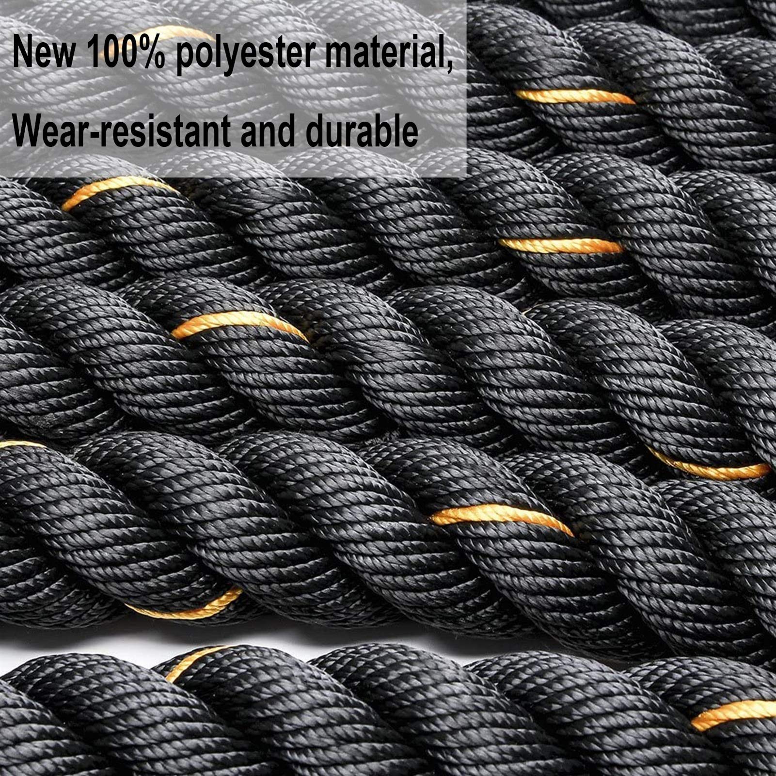 Battle Rope Hua Schweres Kampfseil 9m 12m 15m, Durchmesser 50mm, Verschleißfestes Und Langlebiges, Umfassendes Körperliches Trainingseil, Aerobic-Übungen, Mit Festem Anker-Kit (Size : 50mm*9m)