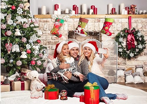 Miniatura 2 de CHAIYA Telón de fondo de Navidad de 7 x 5 pies para chimenea, fondo de decoración de chimenea para fiesta infantil